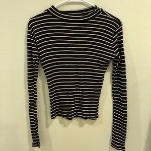 Brandy Melville black striped mock neck